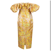 Schulterfreies, plissiertes, rückenfreies, figurbetontes Midikleid